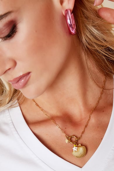 Necklace with shell locket - Beach collection Gold Color Stainless Steel h5 Picture4